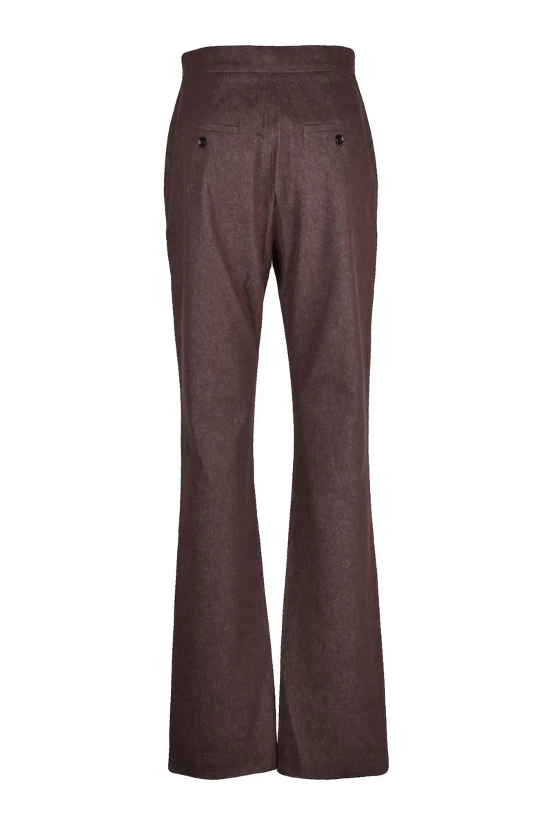Brown Flared Trousers with High Waist