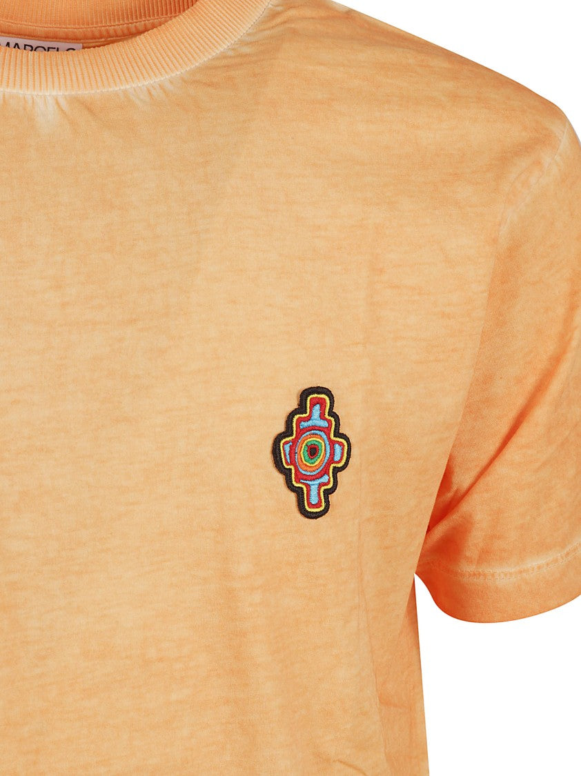 Cotton Crew Neck T-Shirt With Embroidered Emblem