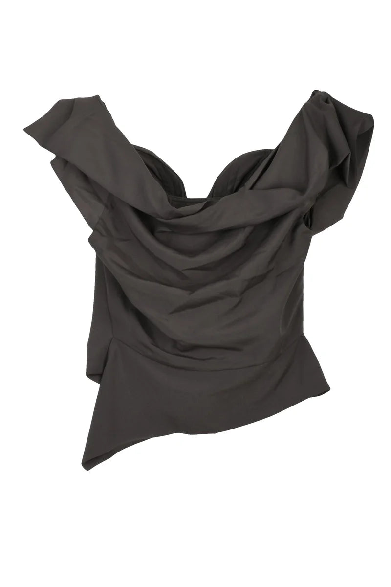 Zip-Front Bustier Top - Grey