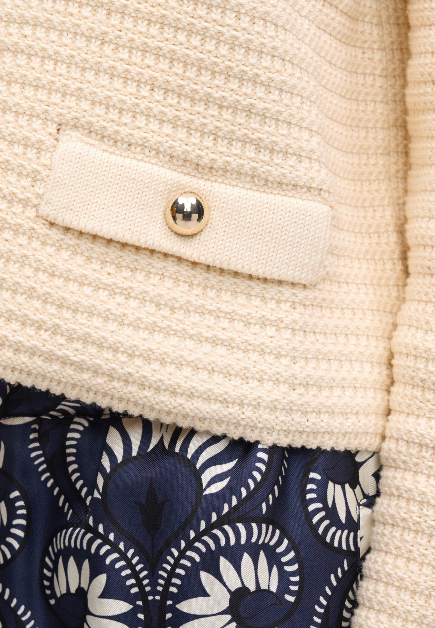 Ecru Cotton Blend Cardigan Sweater