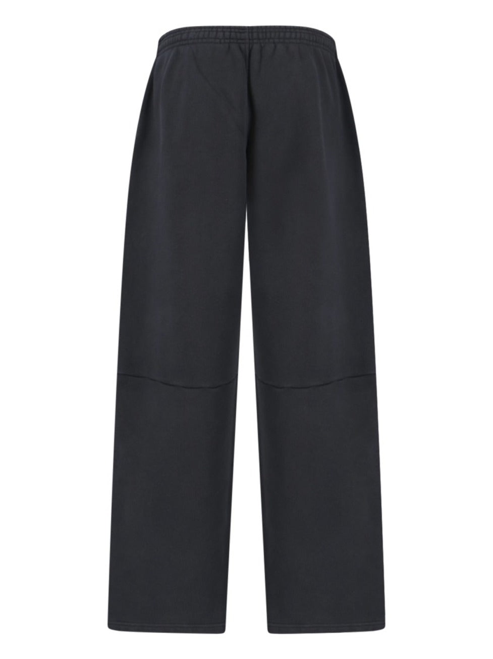 High-Waisted Black Cotton Sweatpants With Logo Embroidery