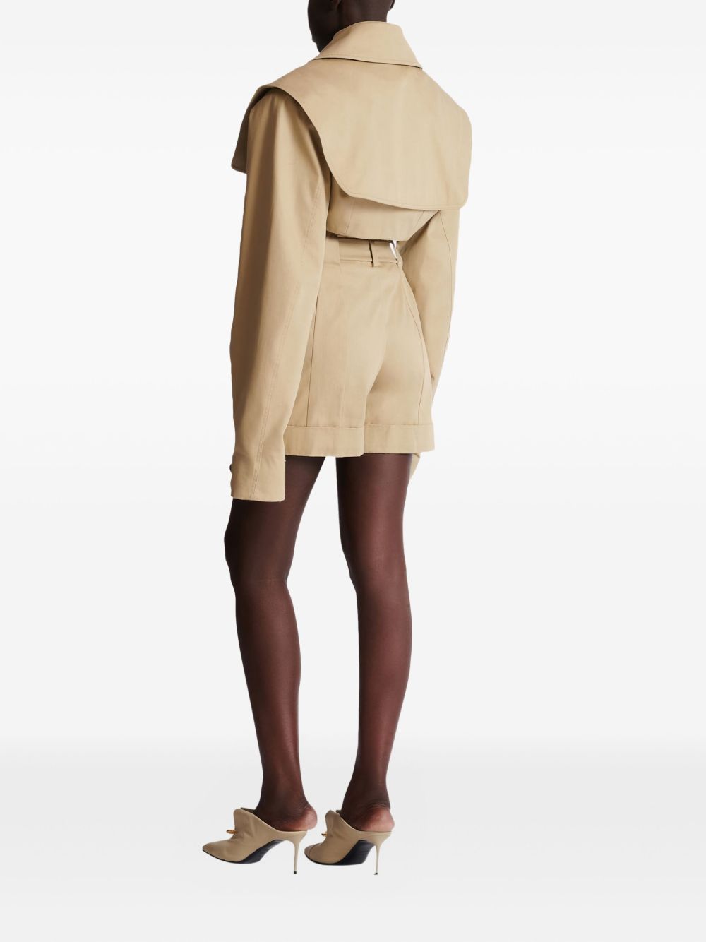 Tailored High-Waisted Shorts With Gold Buckle