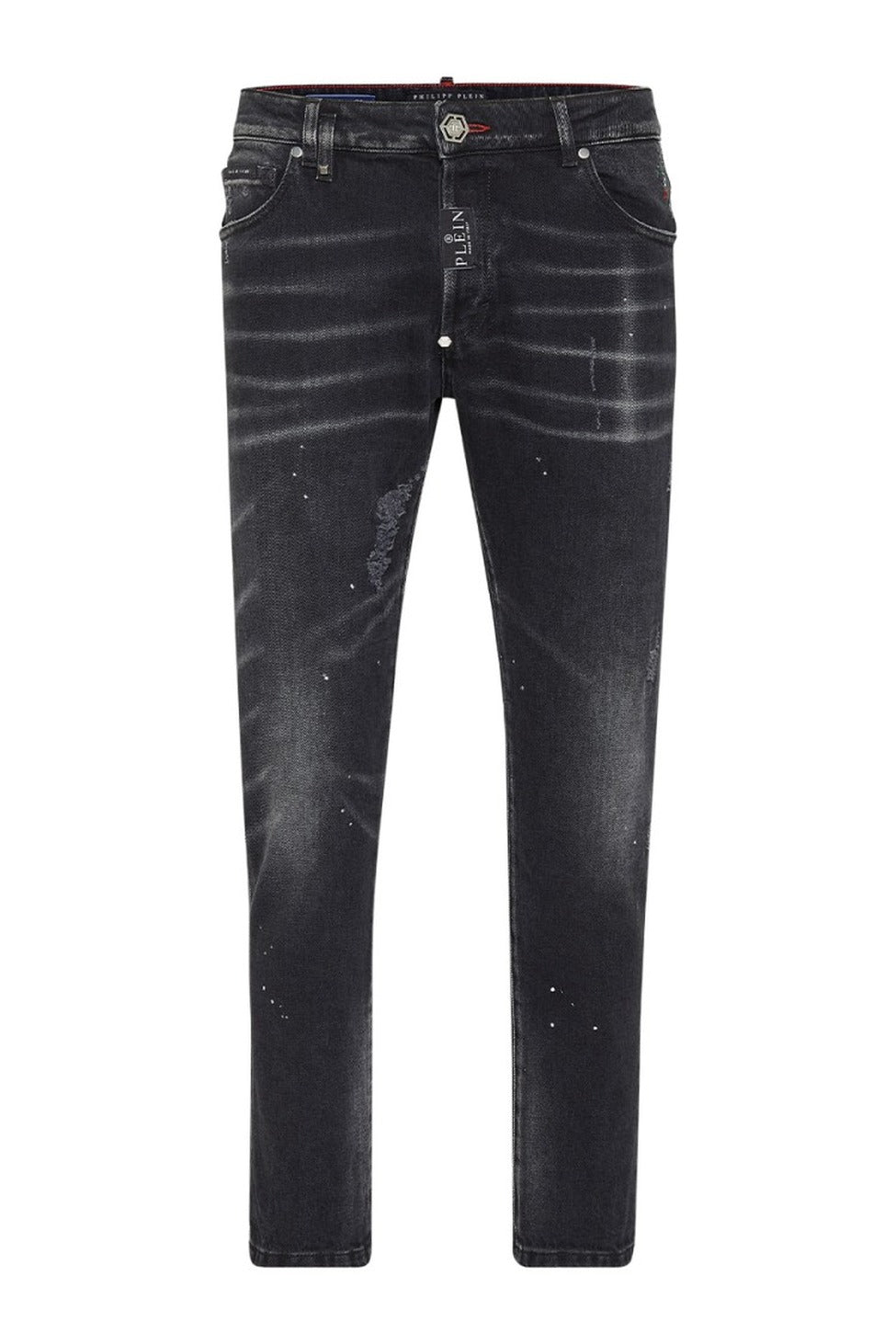 Slim Fit Distressed Black Denim Jeans With Five-Pocket Design