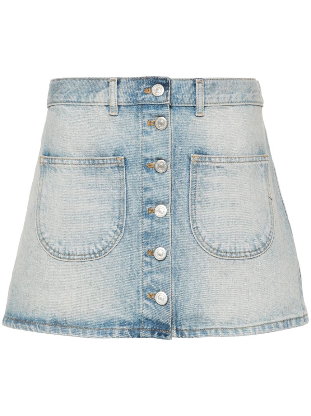 Thigh-Length Light Blue Denim Mini Skirt
