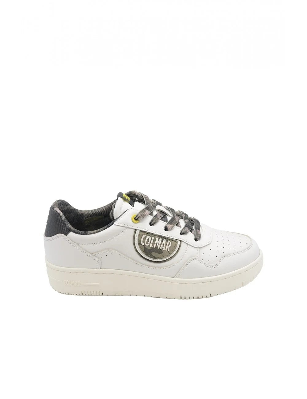 White Leather Sneakers With Camouflage Detailing