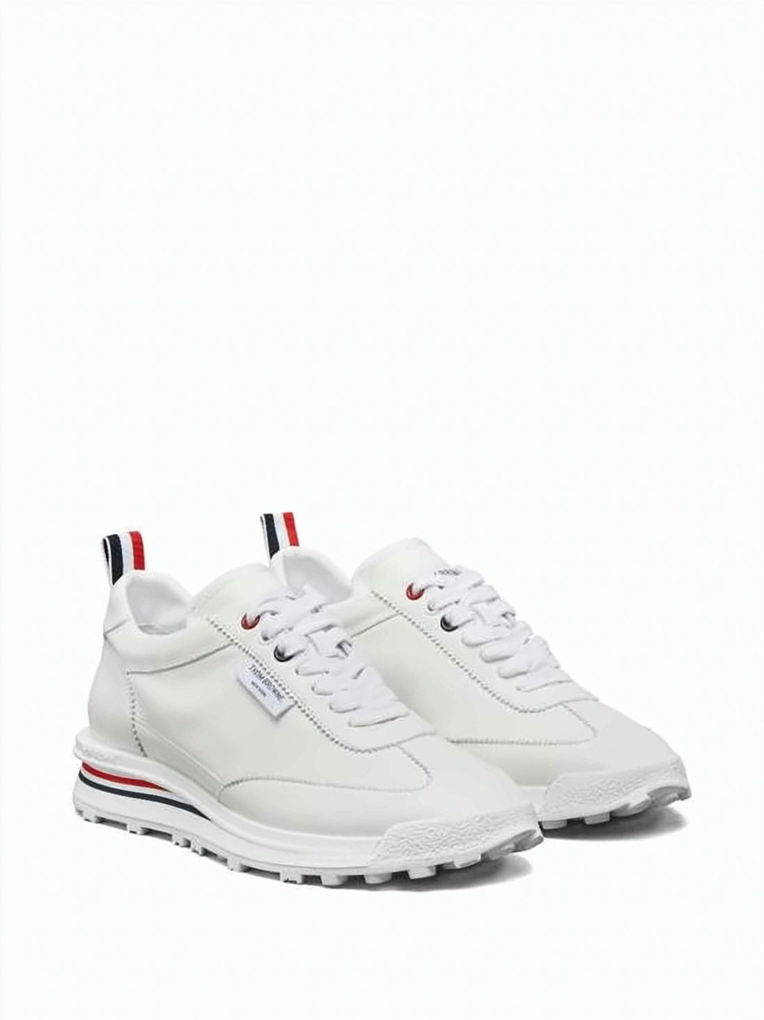 Tricolor Detail Leather Thom Browne Sneakers