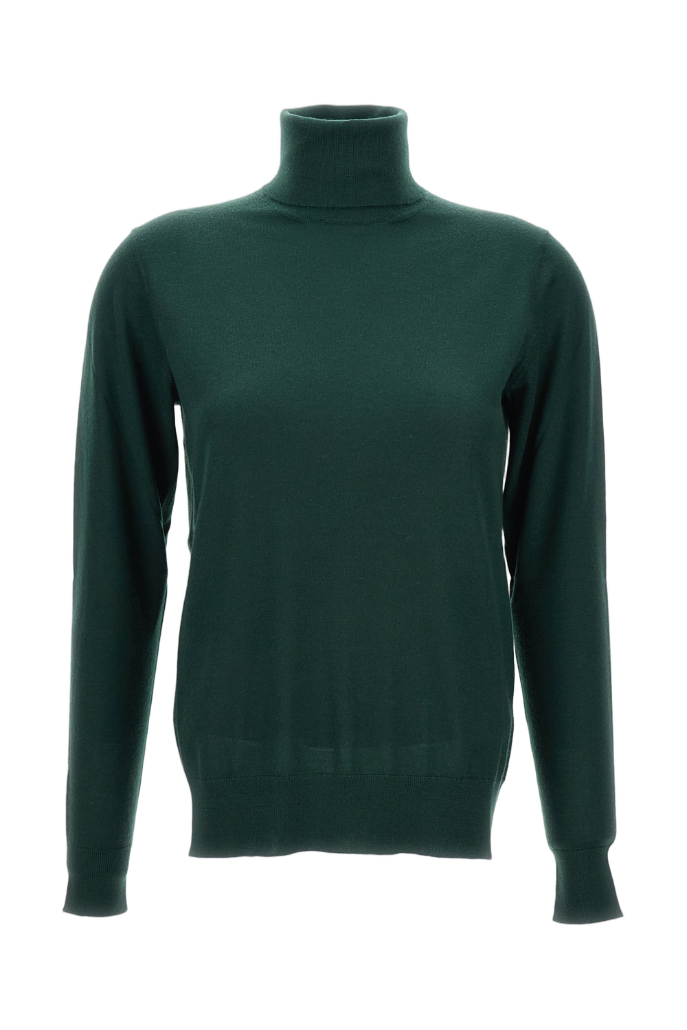 High-Neck Cashmere Pullover With Ribbed Cuffs