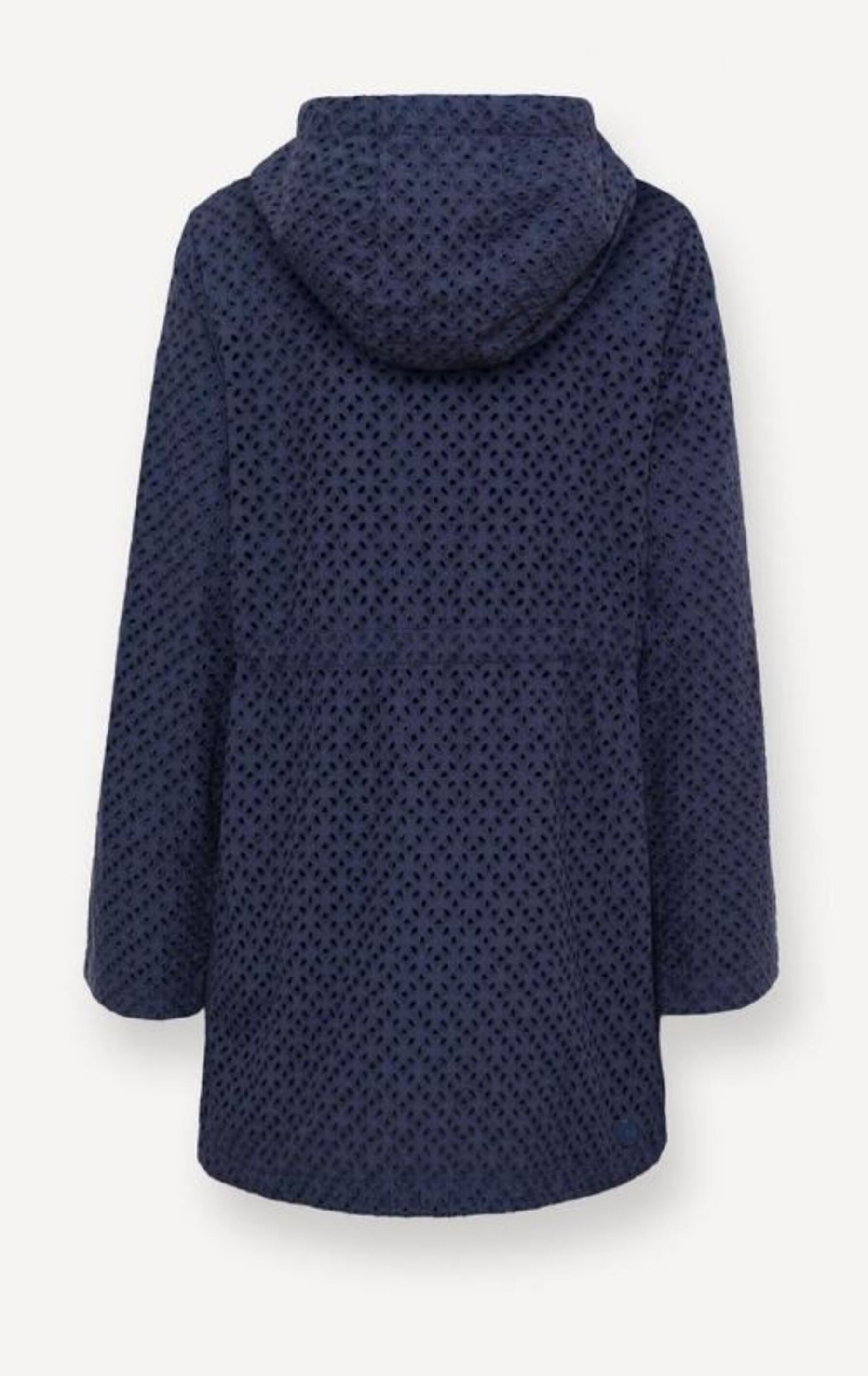 Perforated Fabric Hooded Jacket with Drawstrings