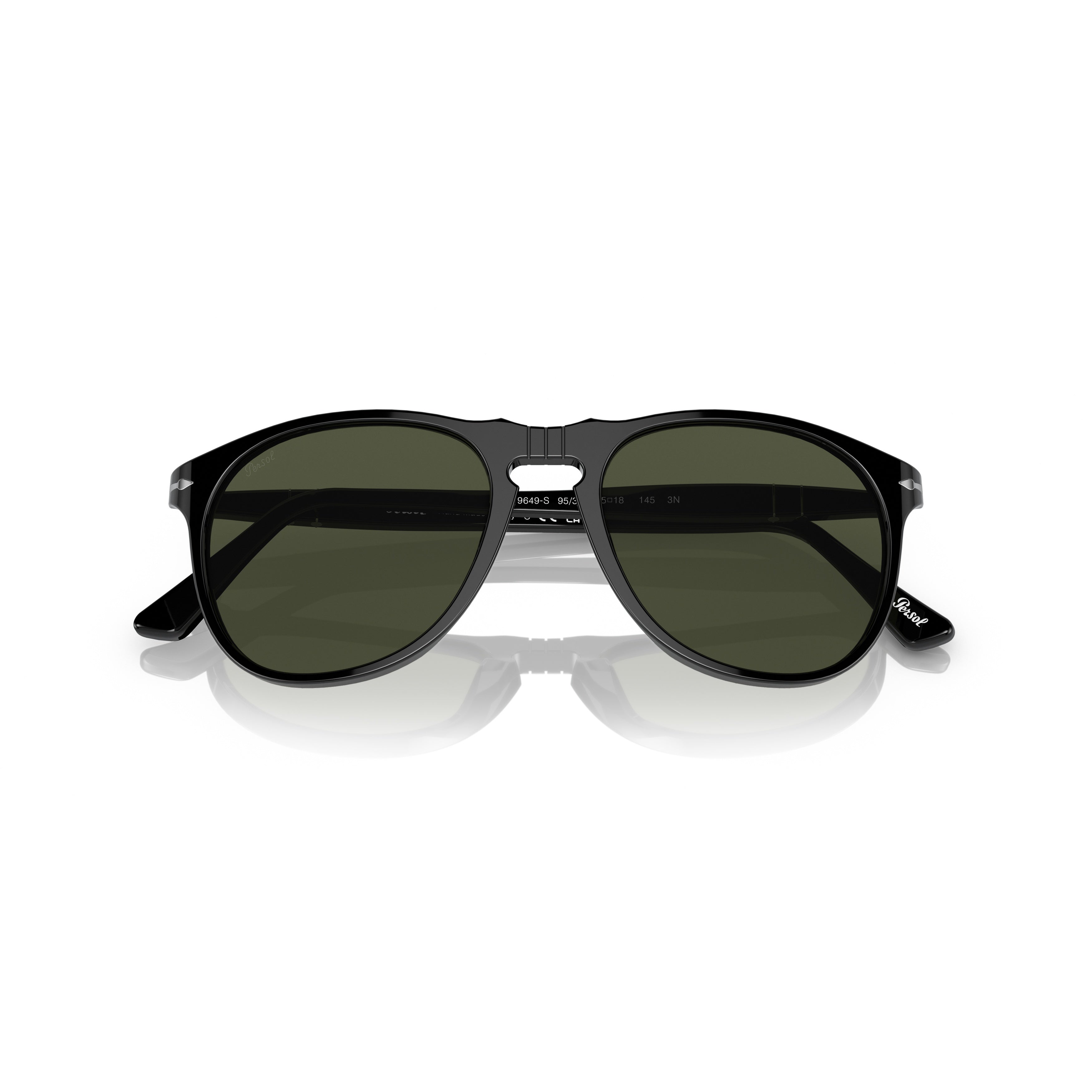 0po9649s Classic Aviator Sunglasses with Glossy Black Acetate Frame