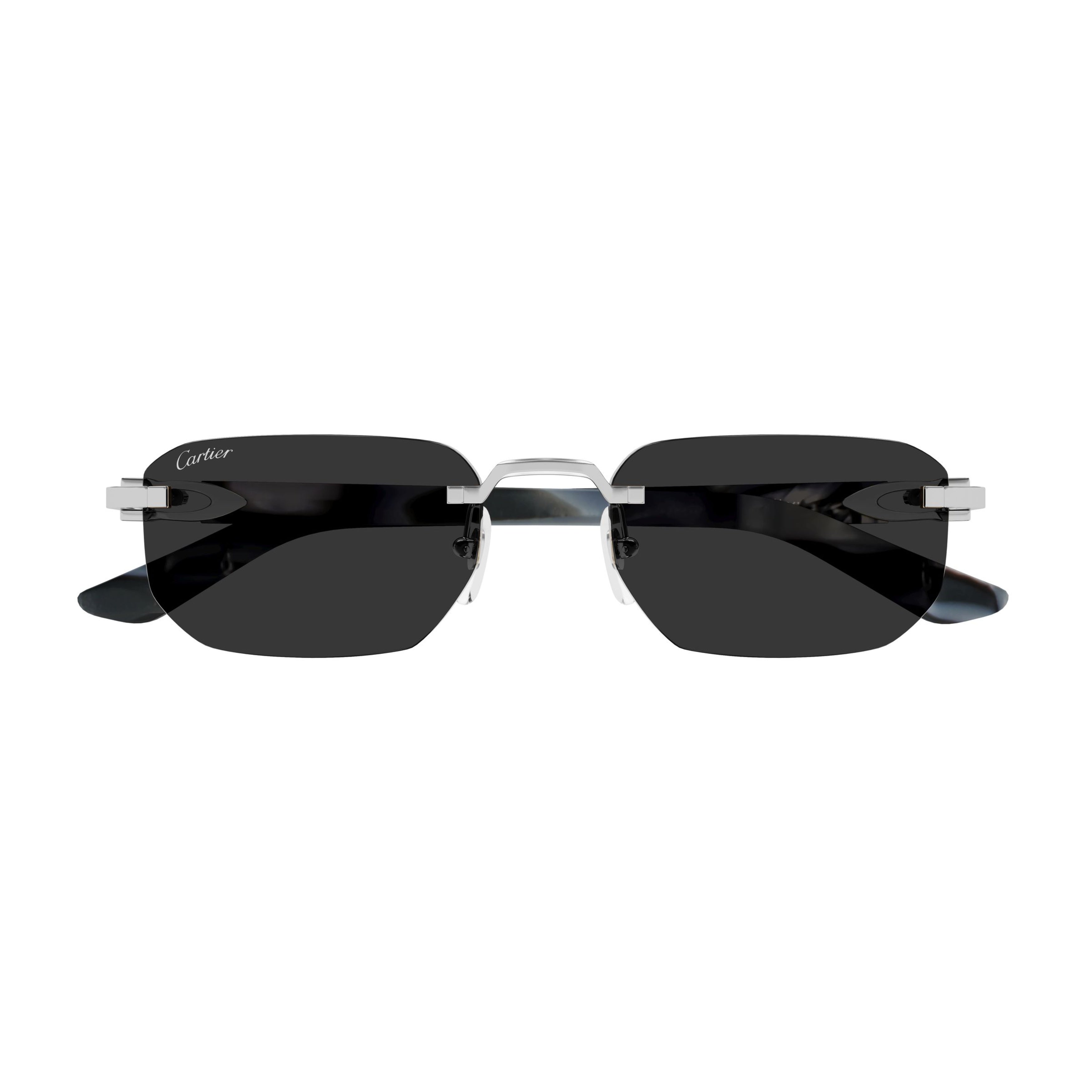 Rimless Rectangular Sunglasses With Marbled Temples