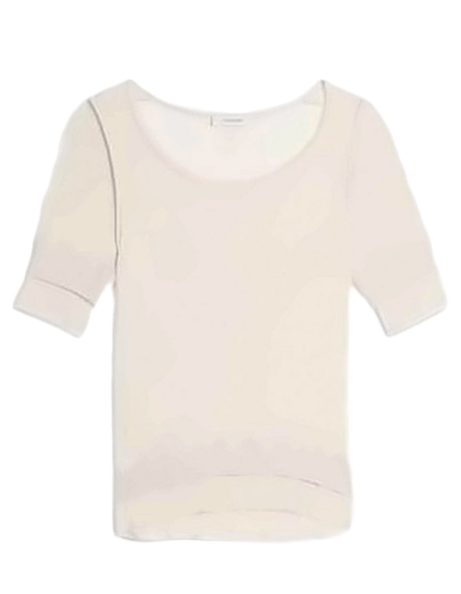 Short-Sleeved Knit Top with Scoop Neckline