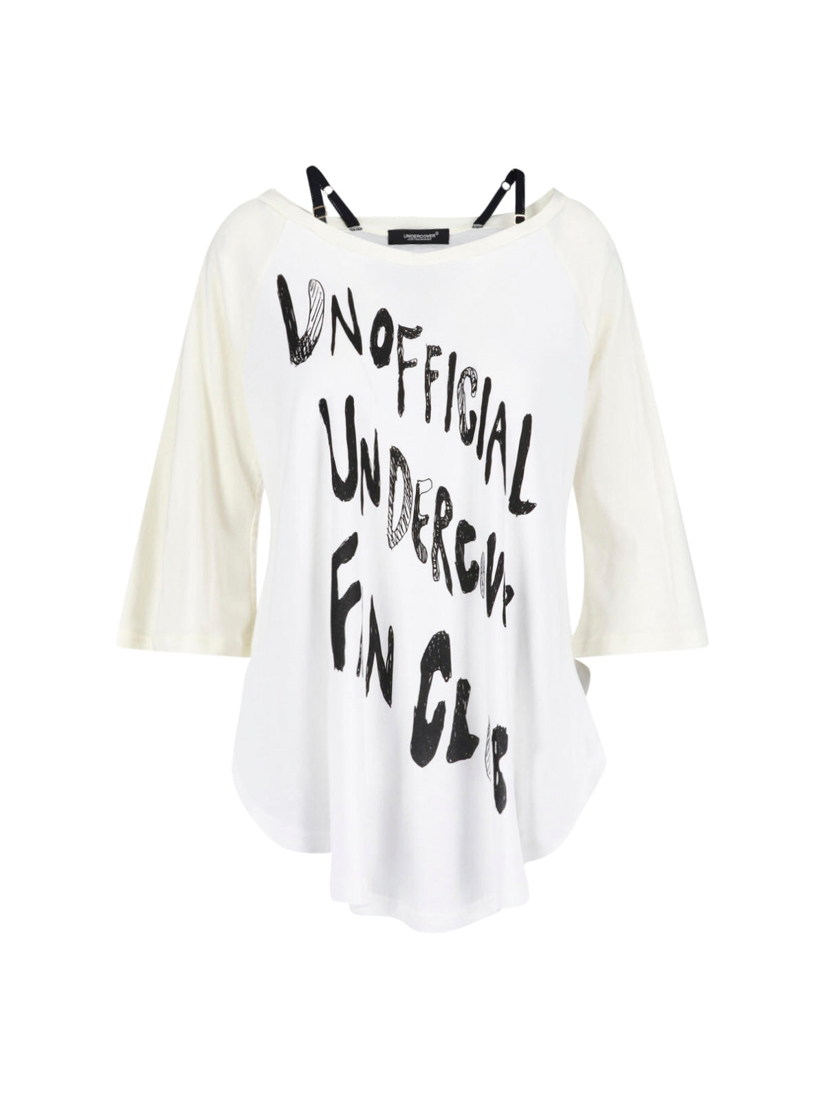 White Loose-Fitting Layered Detail Graphic Top