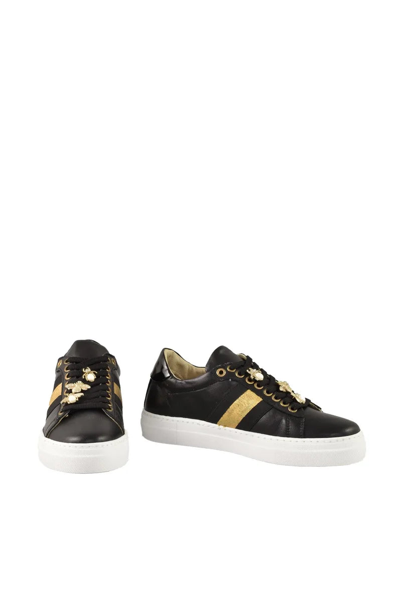 Leather Sneakers - Black/Gold