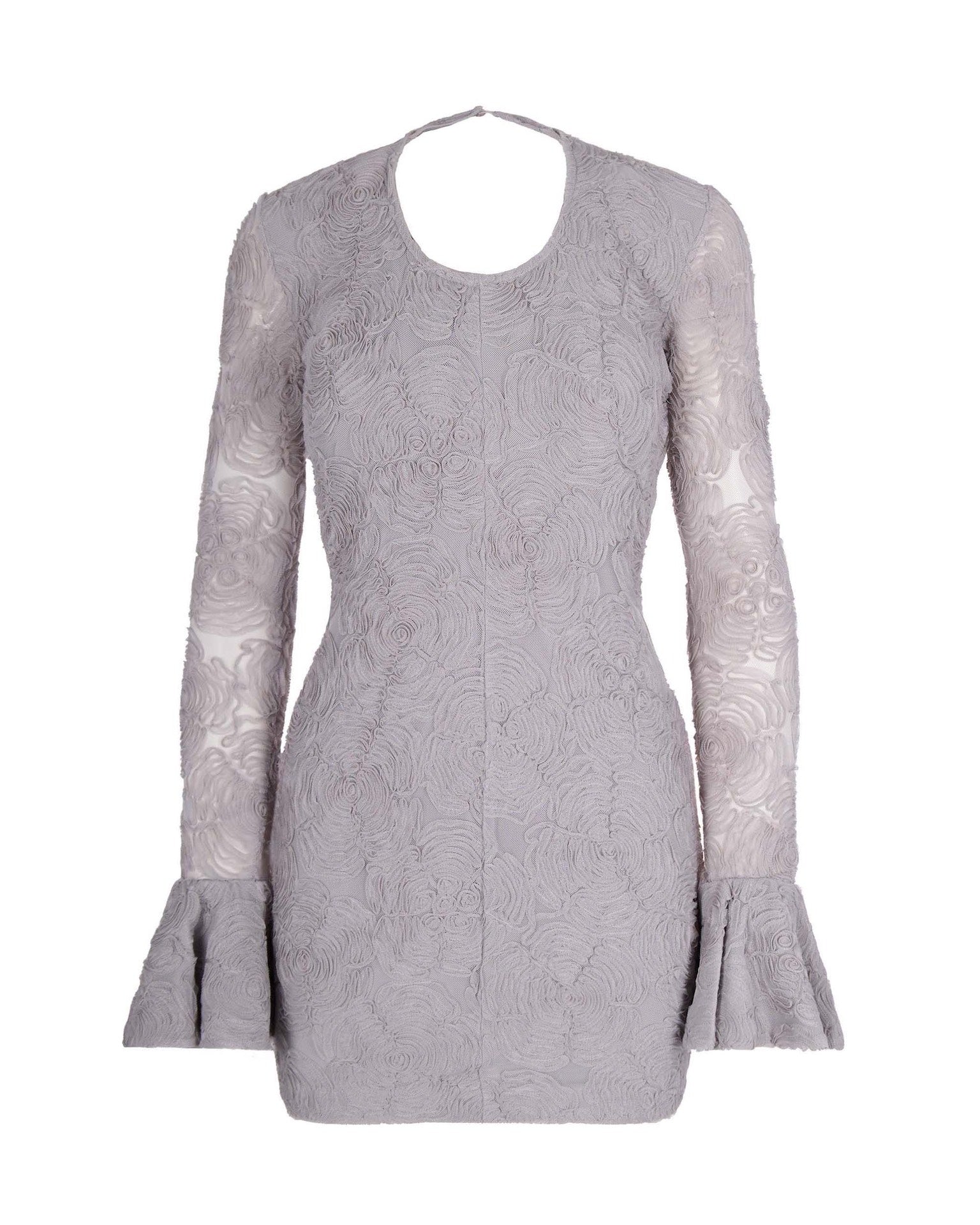 Gray Violet Frill Mesh Mini Dress