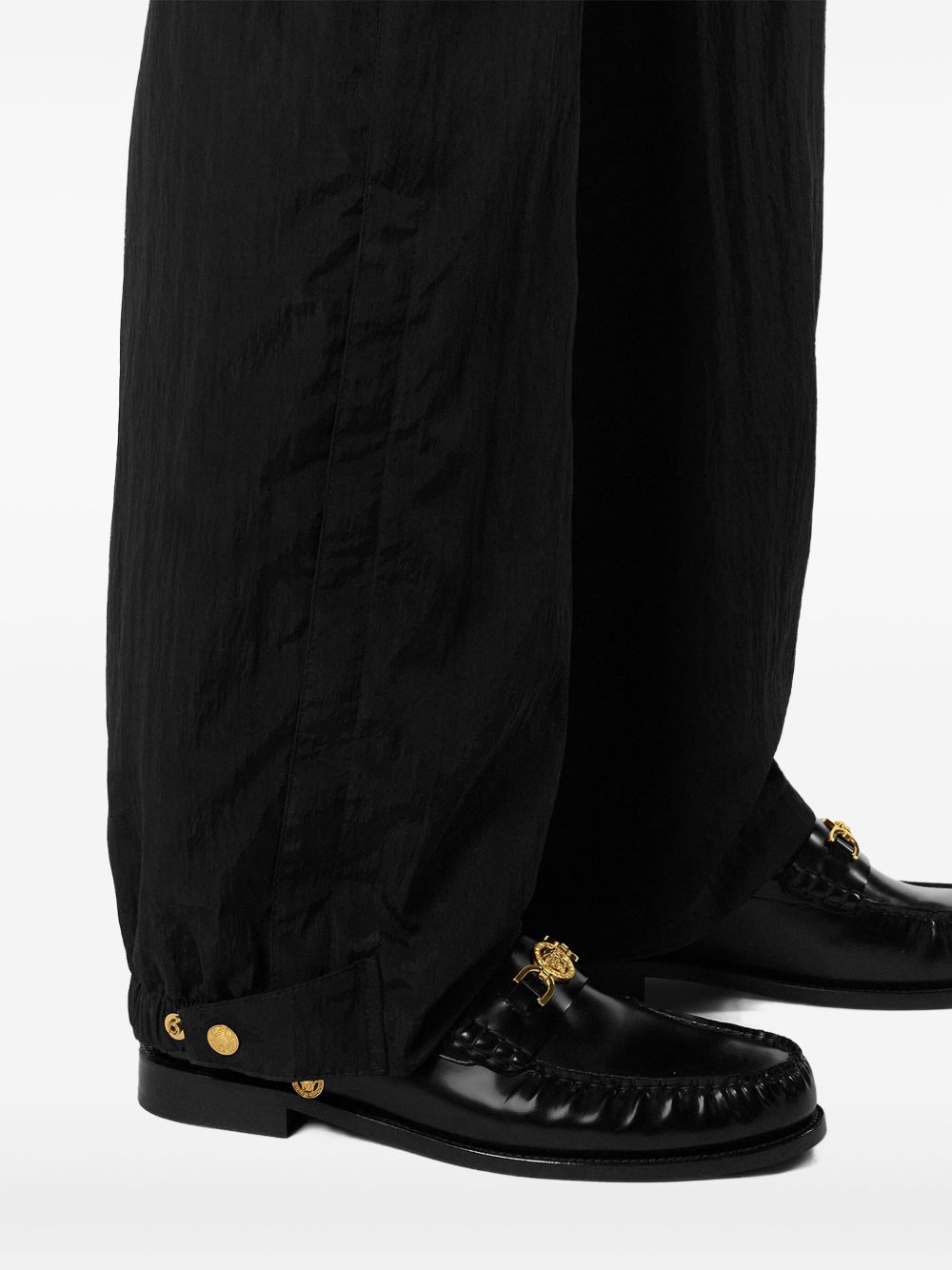 Crinkled Nylon Joggers With Refined Logo Embroidery