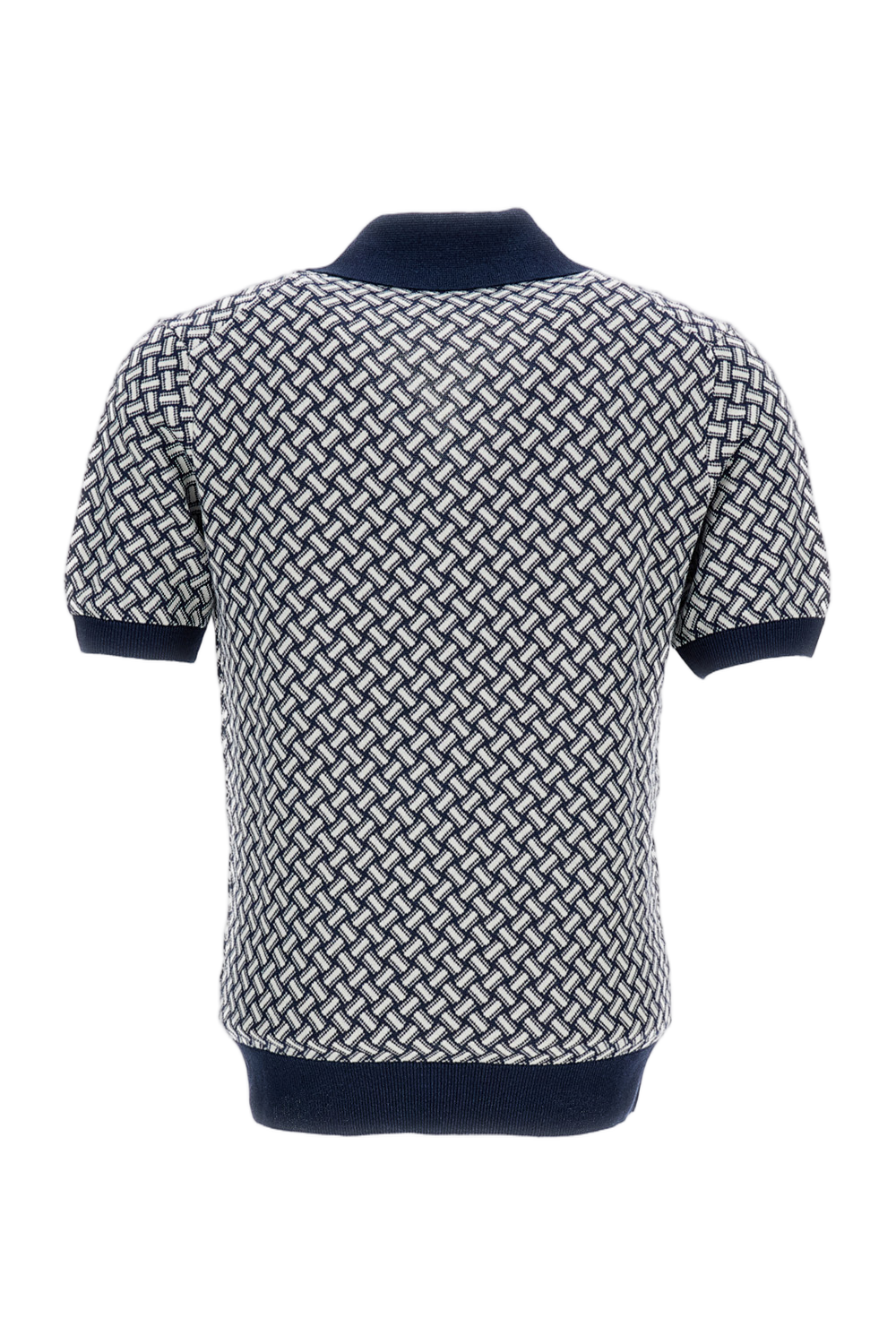 Blue/White Cotton-Blend Polo Shirt