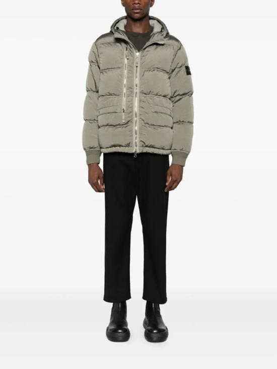 Hooded Down Parka in Nylon Metal EcoNyl
