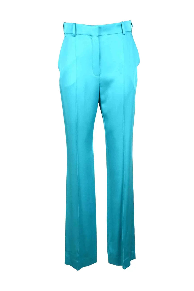 Turquoise Trousers with Fluid Drape