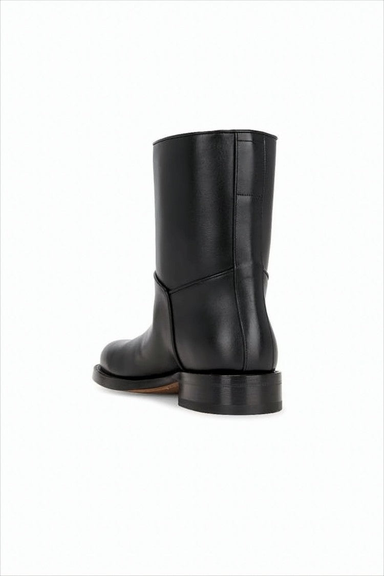 Minimalist Black Calf Leather Ankle Boots