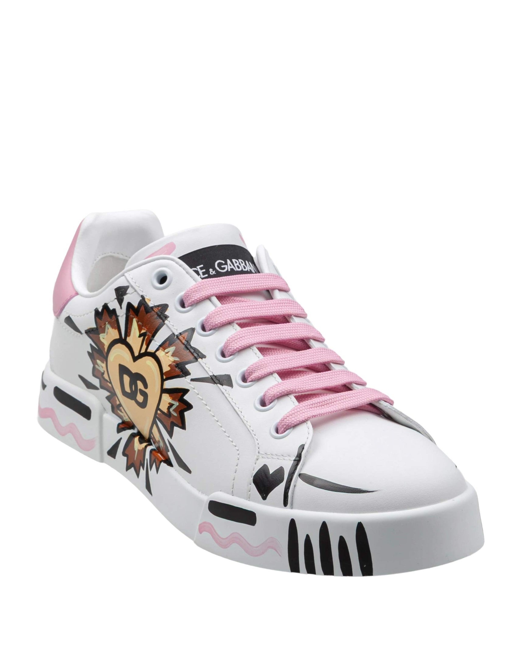 Hand-Painted White Leather Sneakers