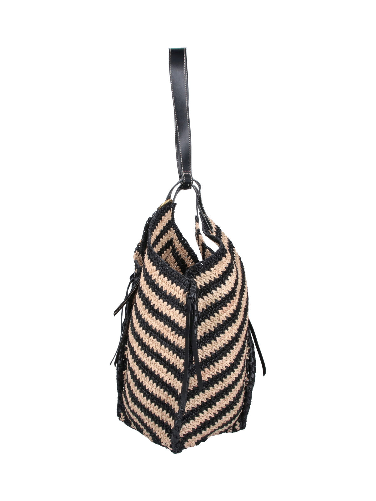 Black/Natural Tampa Striped Raffia Tote Bag