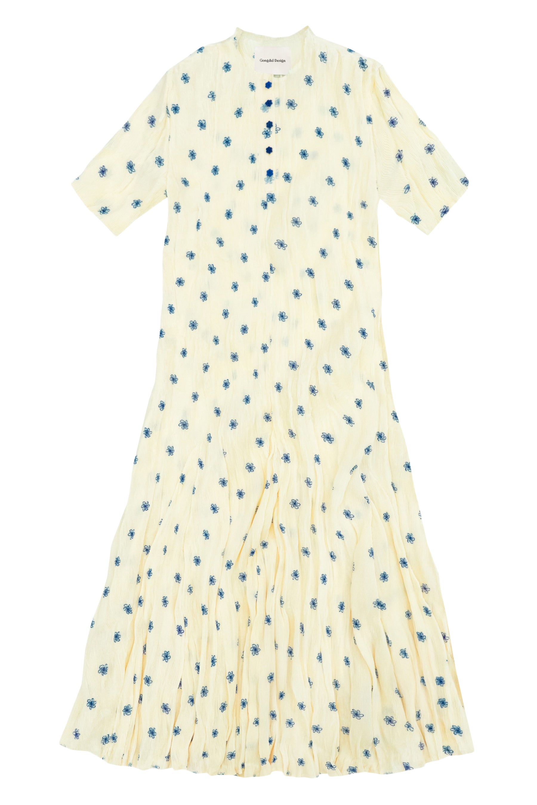 Pleated Maxi Dress With Floral Pattern