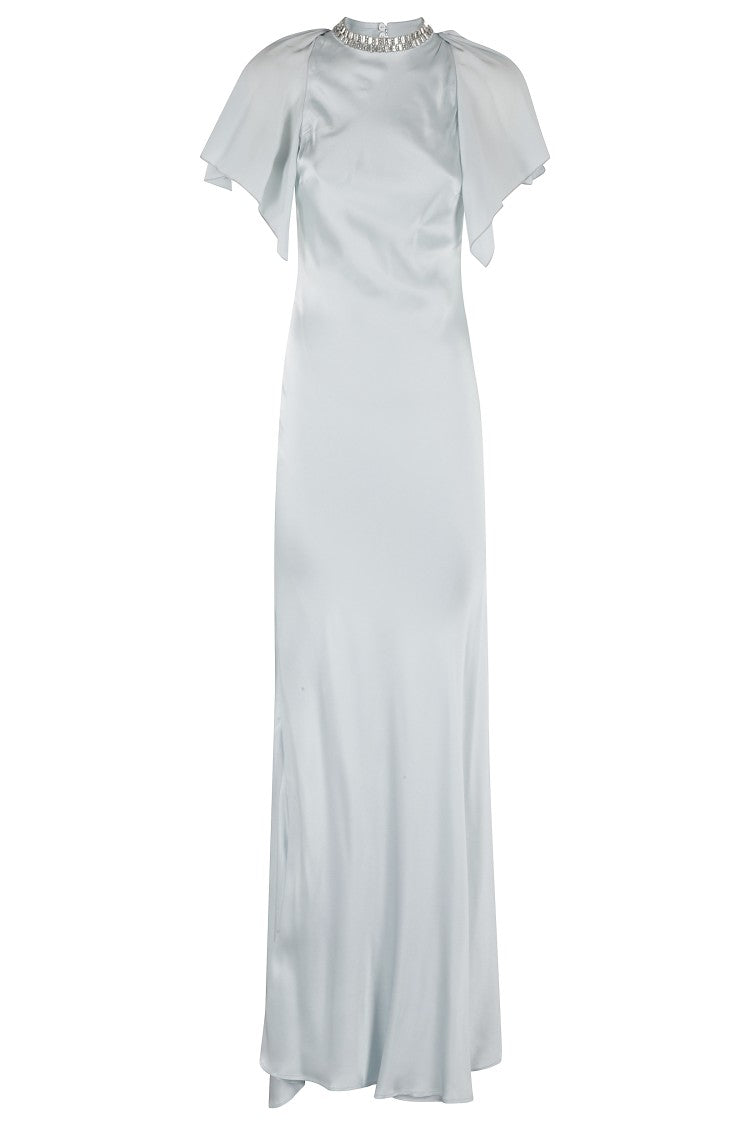 Satin Dress With Swarovski Accents
