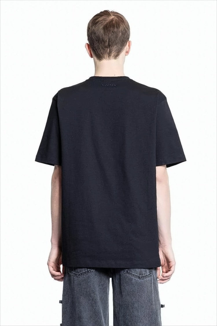 Black Short-Sleeve T-Shirt with Gothic Print
