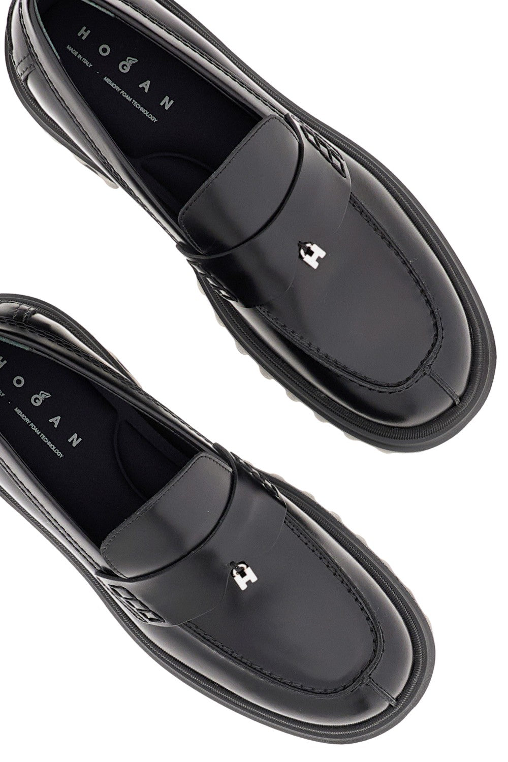 Classic Black Loafers With Metal 'H' Detail