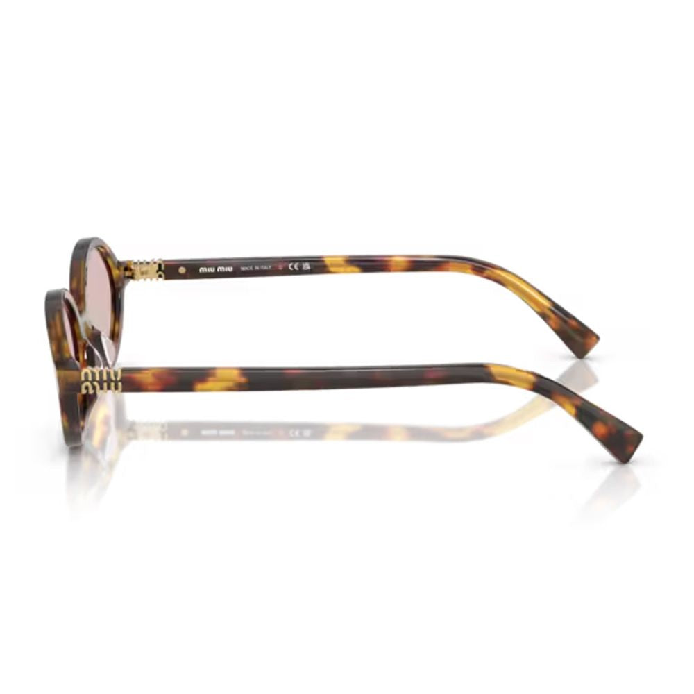 04Zs Miu Regard Honey-Havana Acetate Oval Sunglasses