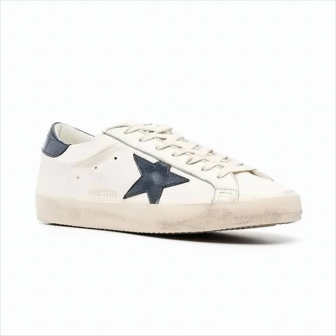 Low-Top Off-White Sneakers with Navy Accents