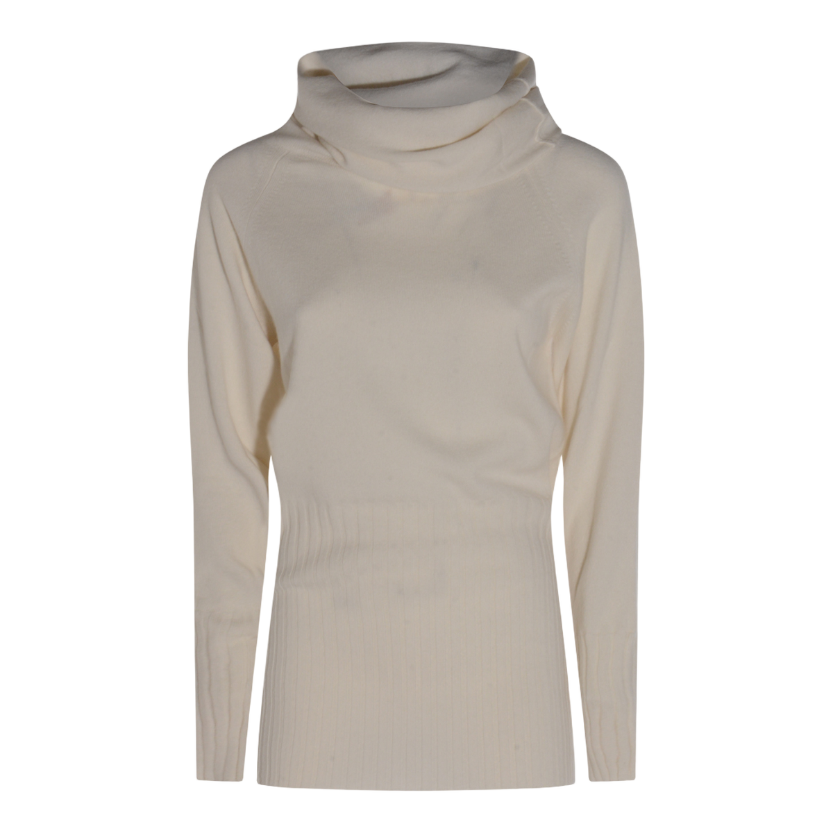 Creamy Relaxed-Fit Turtleneck Sweater with Ribbed Details