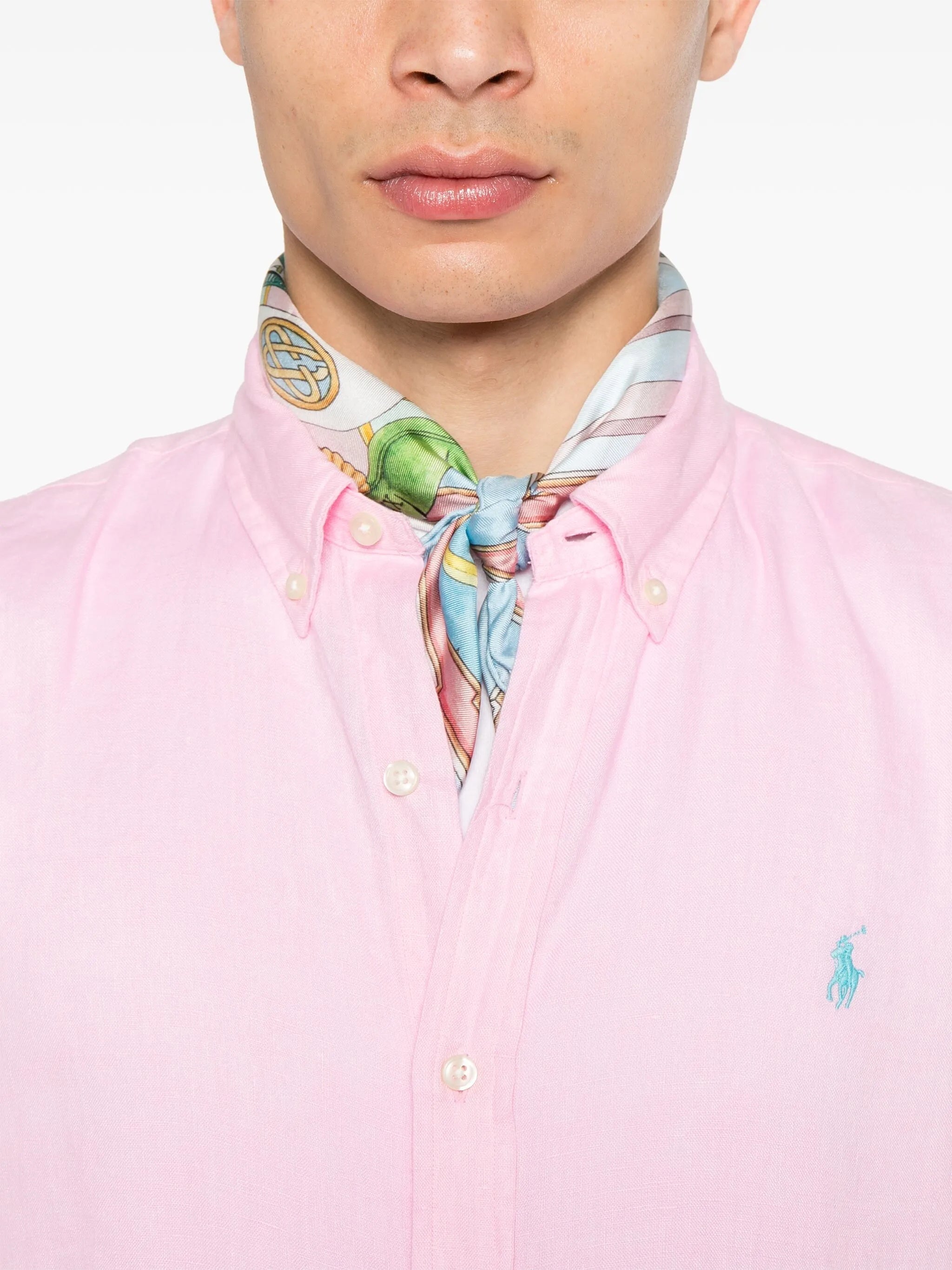 Pink Sport Shirt Long-Sleeve Linen Shirt