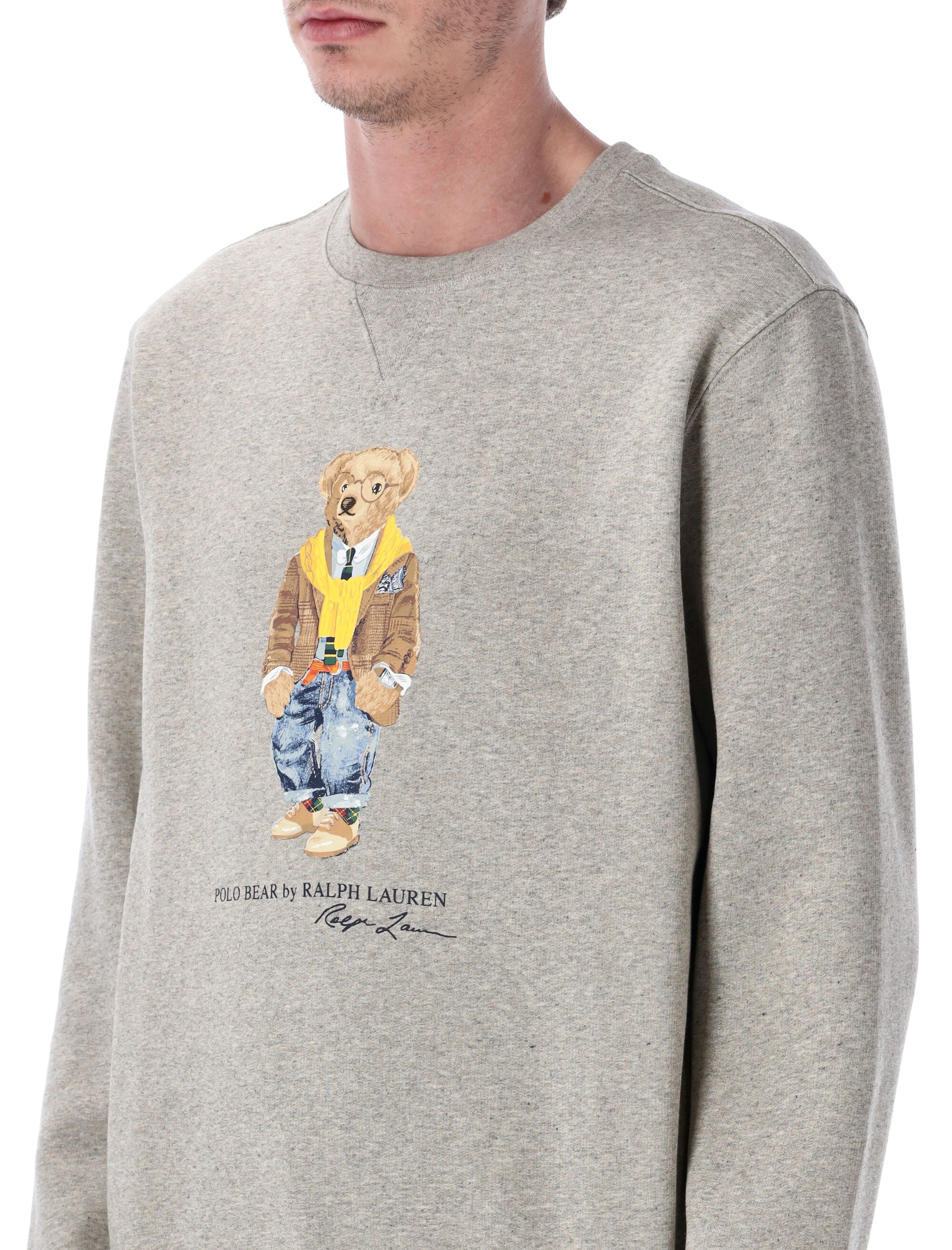 Andover Grey Polo Bear Sweatshirt with Classic Crew Neckline