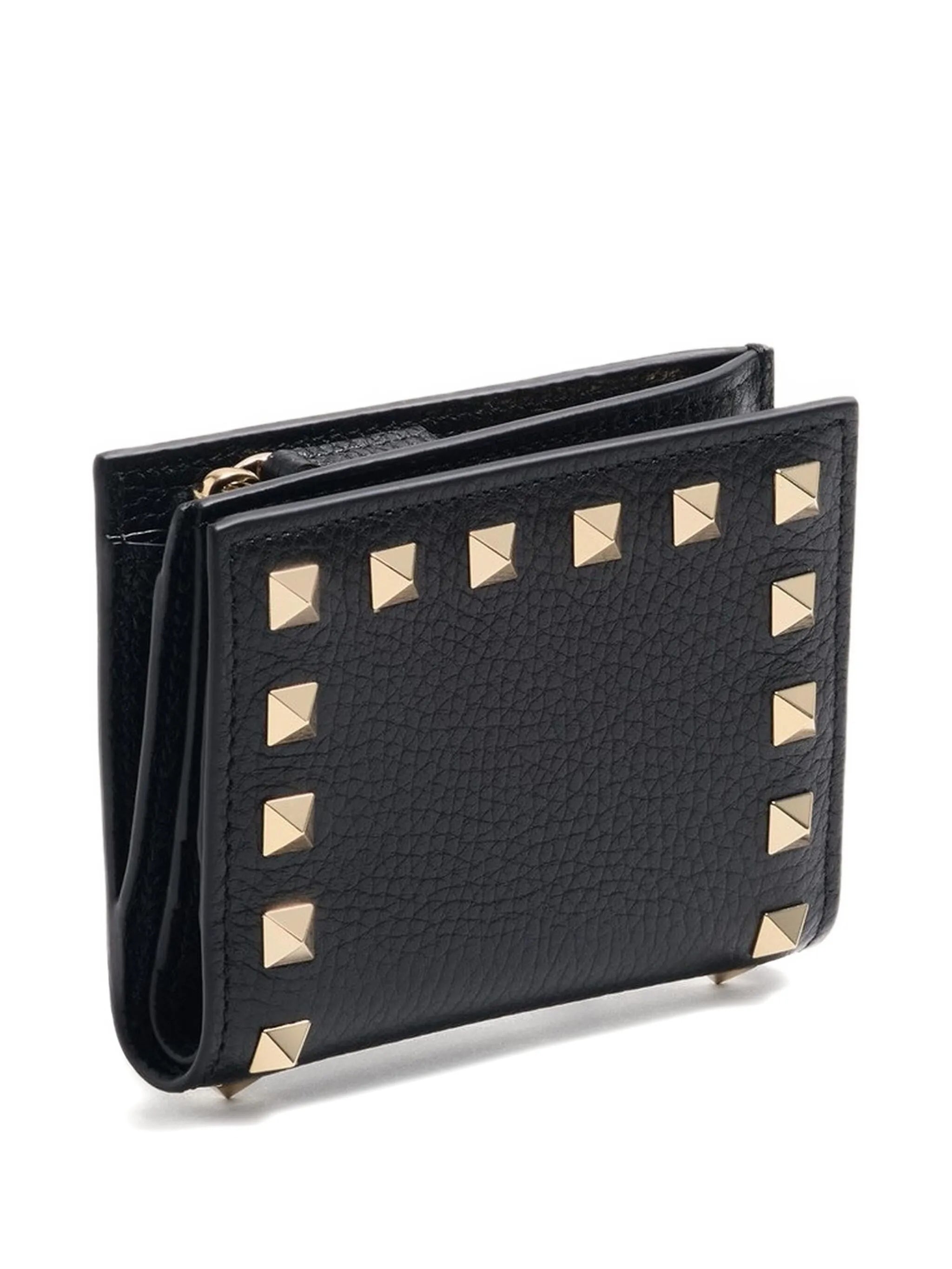 Black French Wallet Textured Studded Wallet