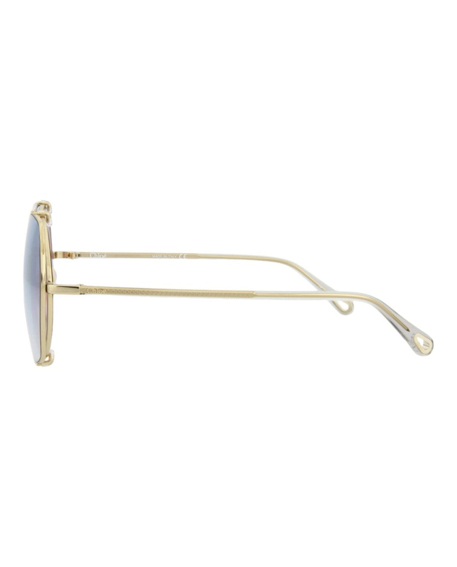 Square-Frame Metal Sunglasses