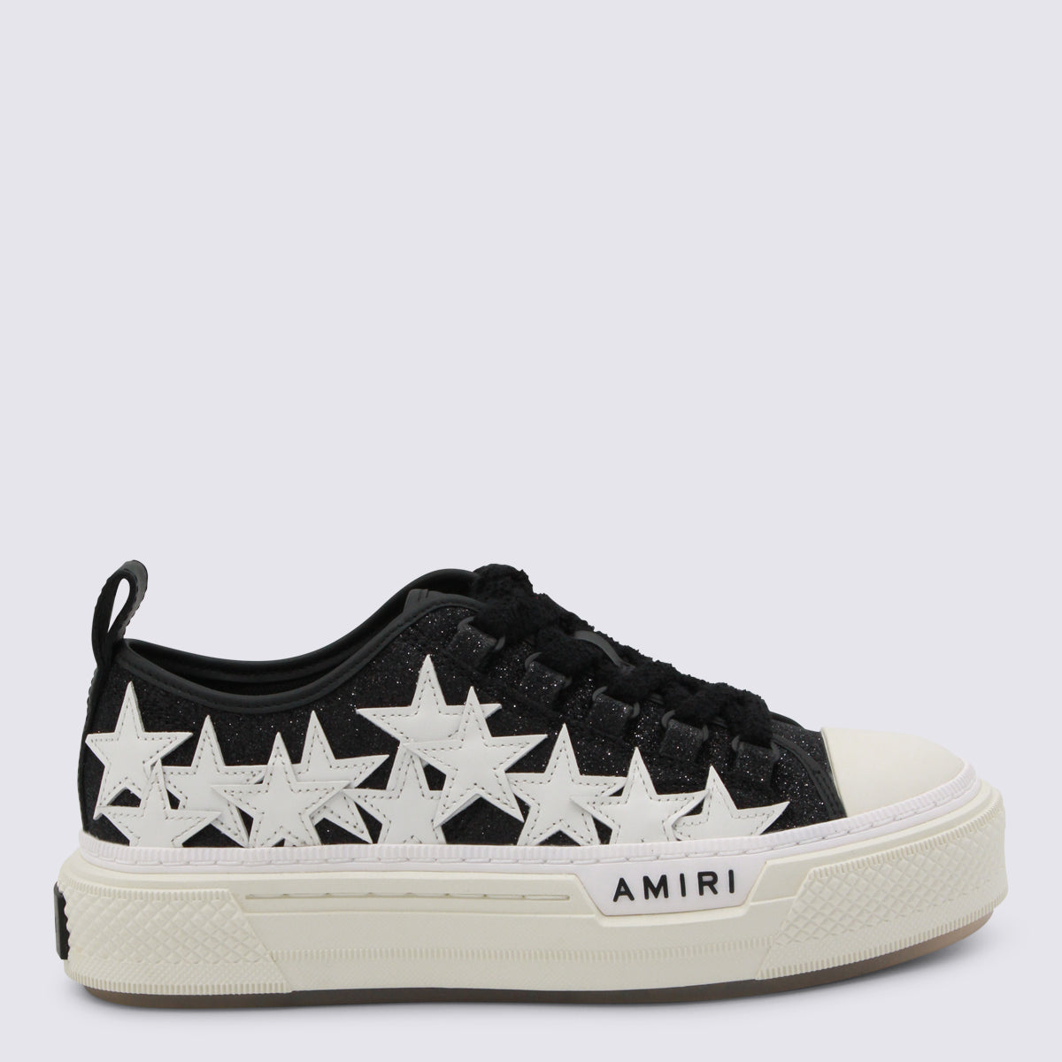 Black Leather Stars Court Sneakers