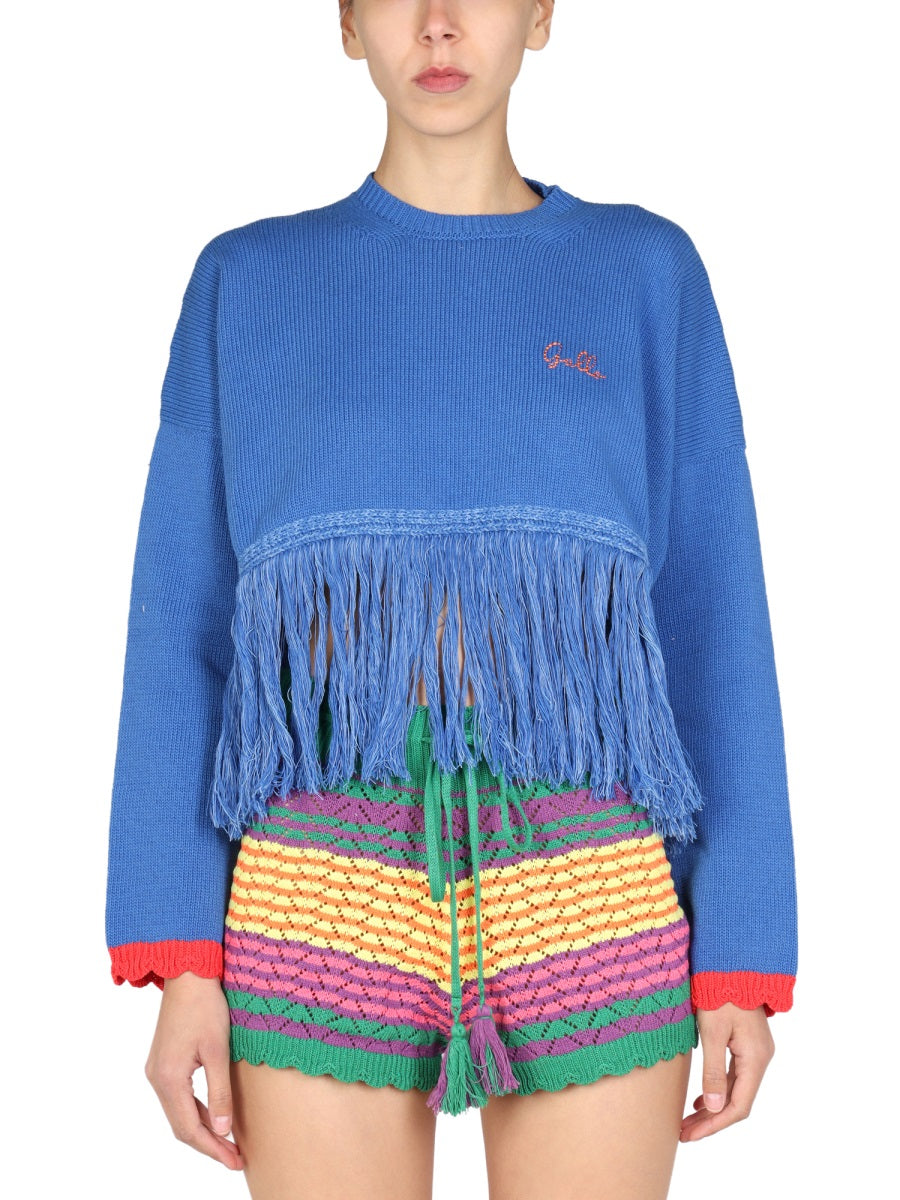 Fringe Detail Crew Neck Sweater