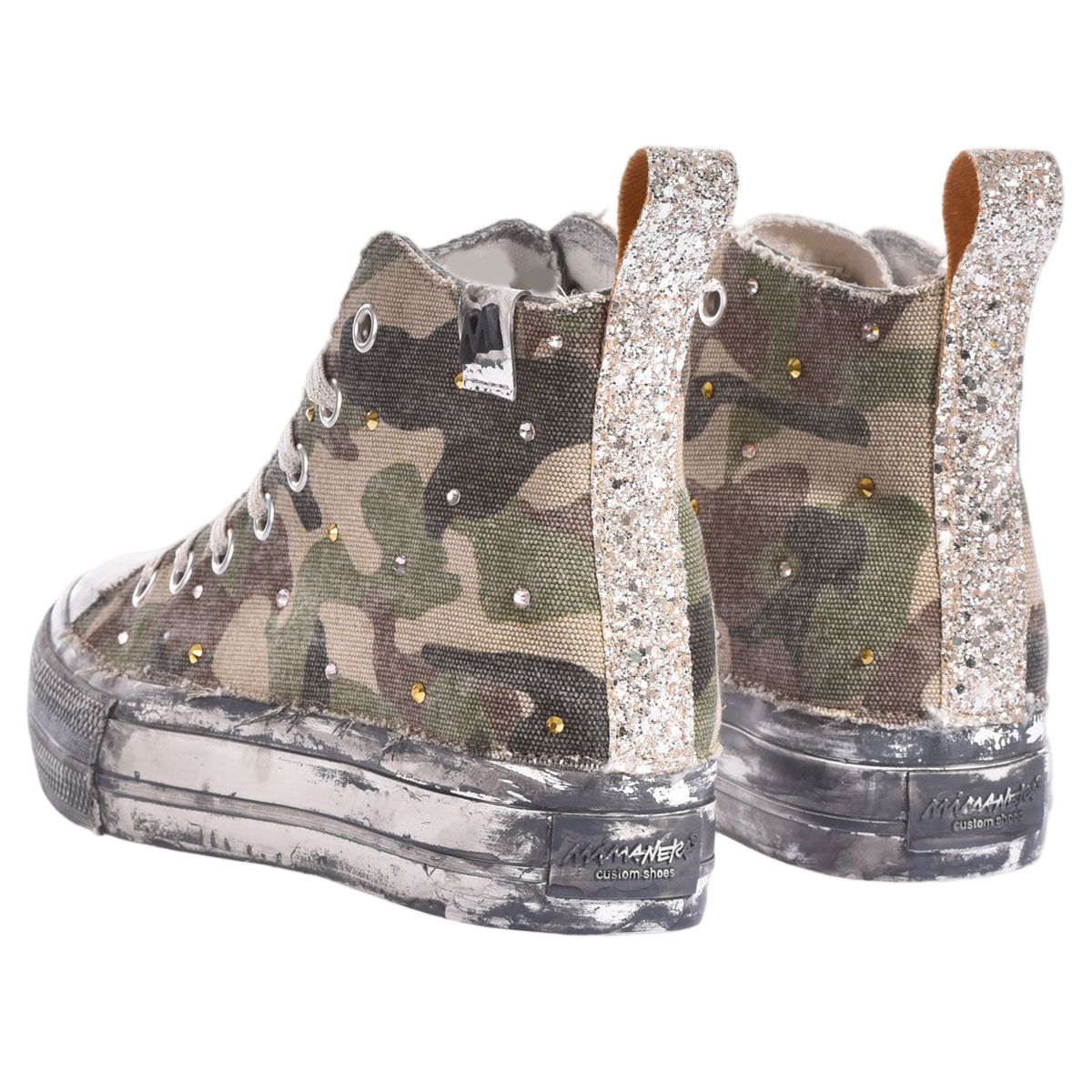 Handmade High-Top Sneakers with Swarovski Crystals