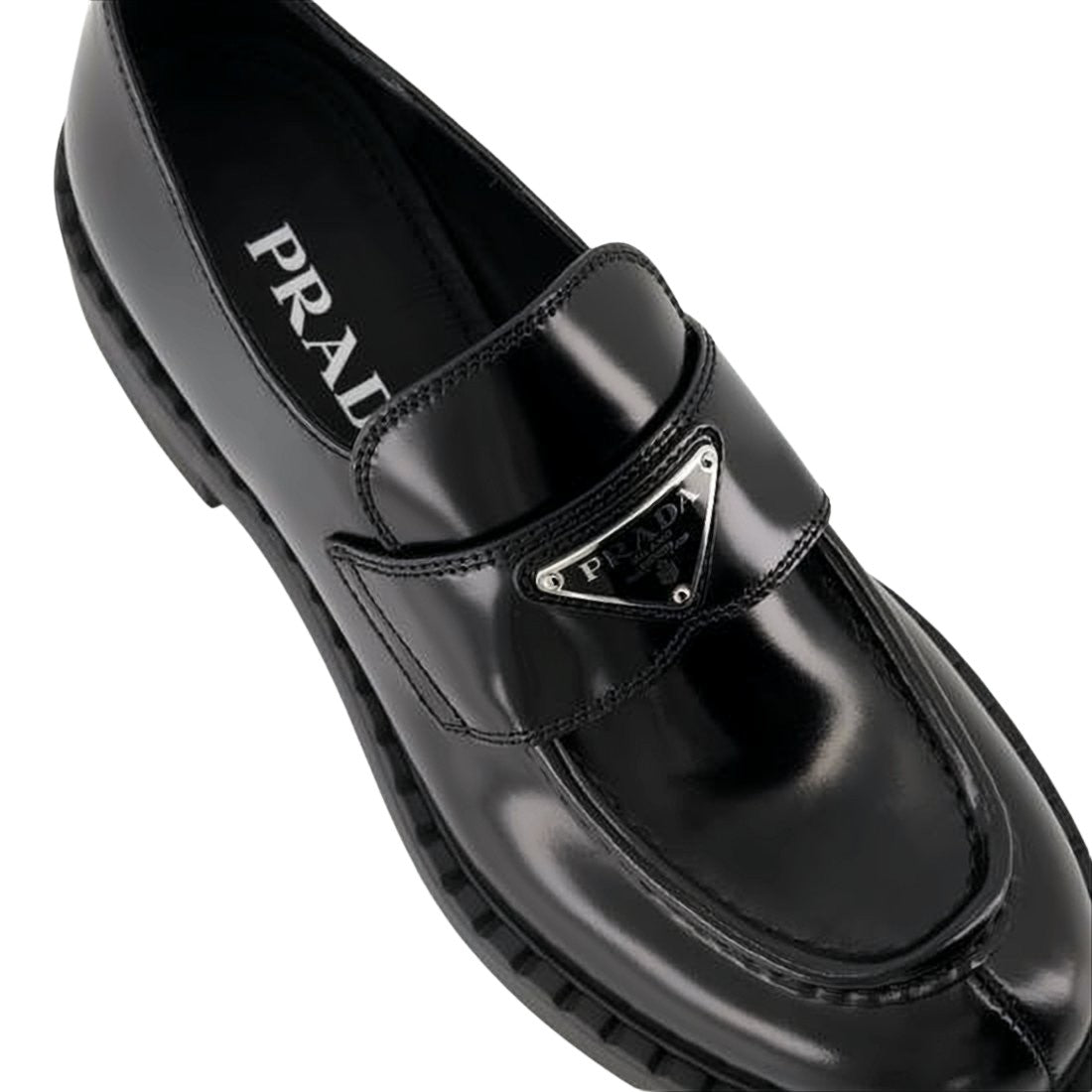 Polished Lambskin Mule with Chunky Rubber Sole