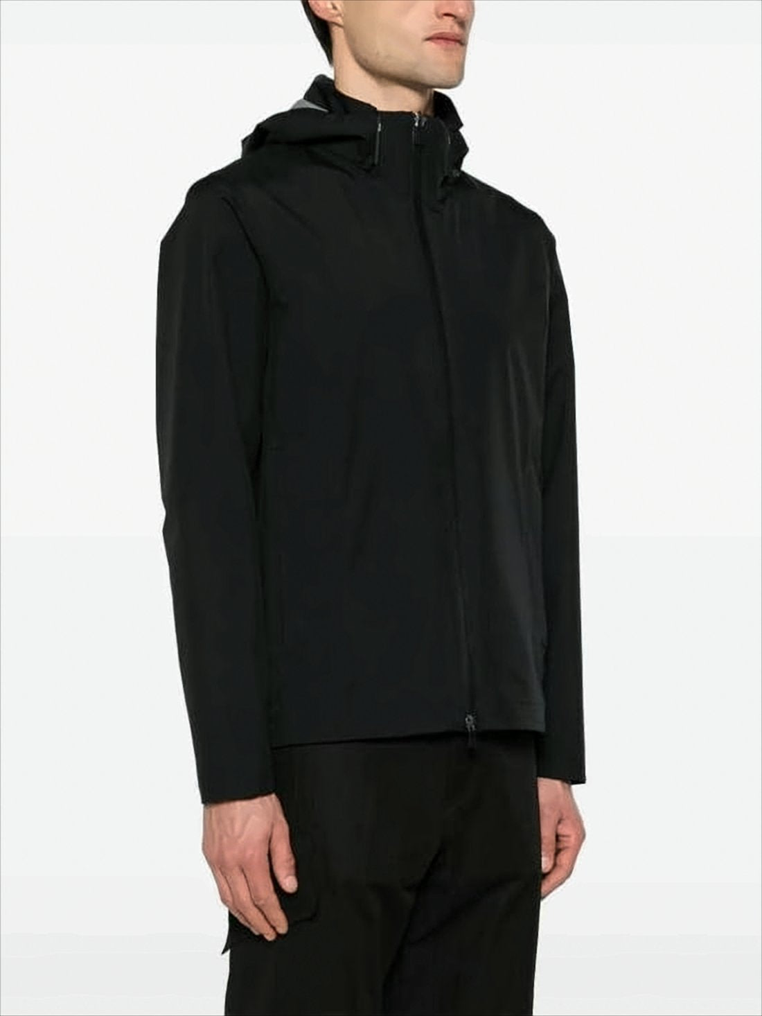 Minimalist Black Jacket with Full Zip Closure