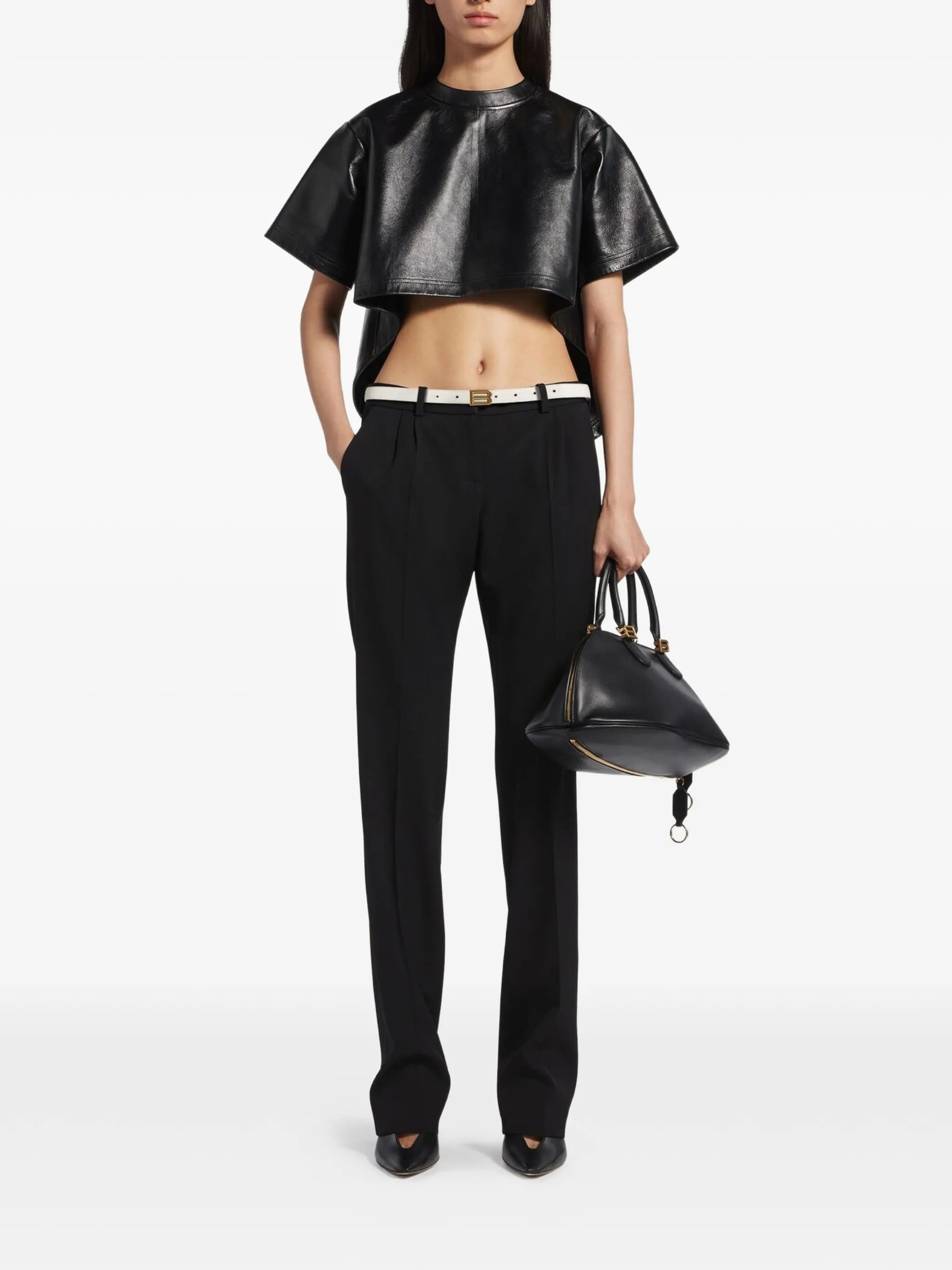 Black Slim Tailored Straight-Leg Pants