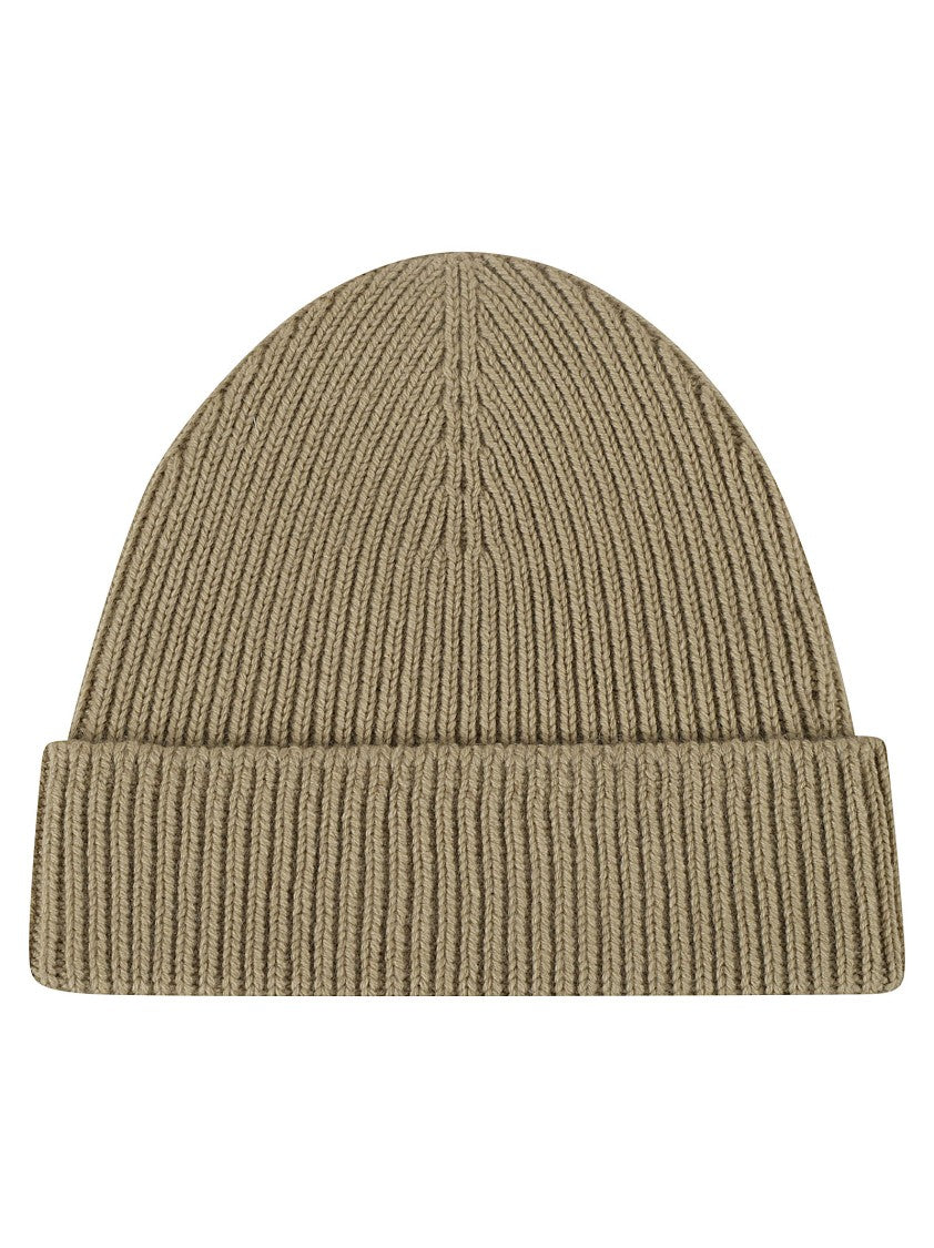 Ribbed Knit Cashmere Beanie With Folded Cuff
