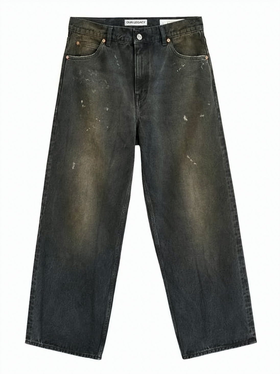 Washed Black Denim Wide-Leg Pants