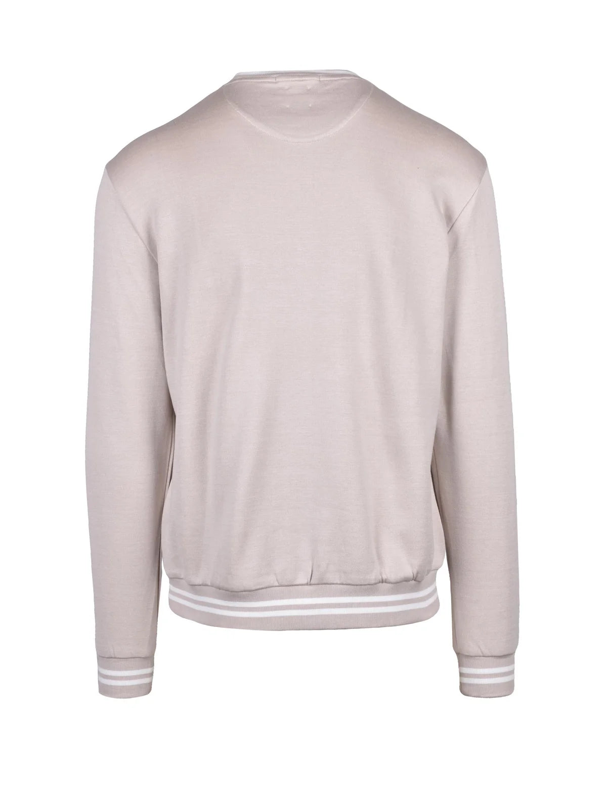 Beige Cotton Polyamide Men Crew Neck Sweatshirt