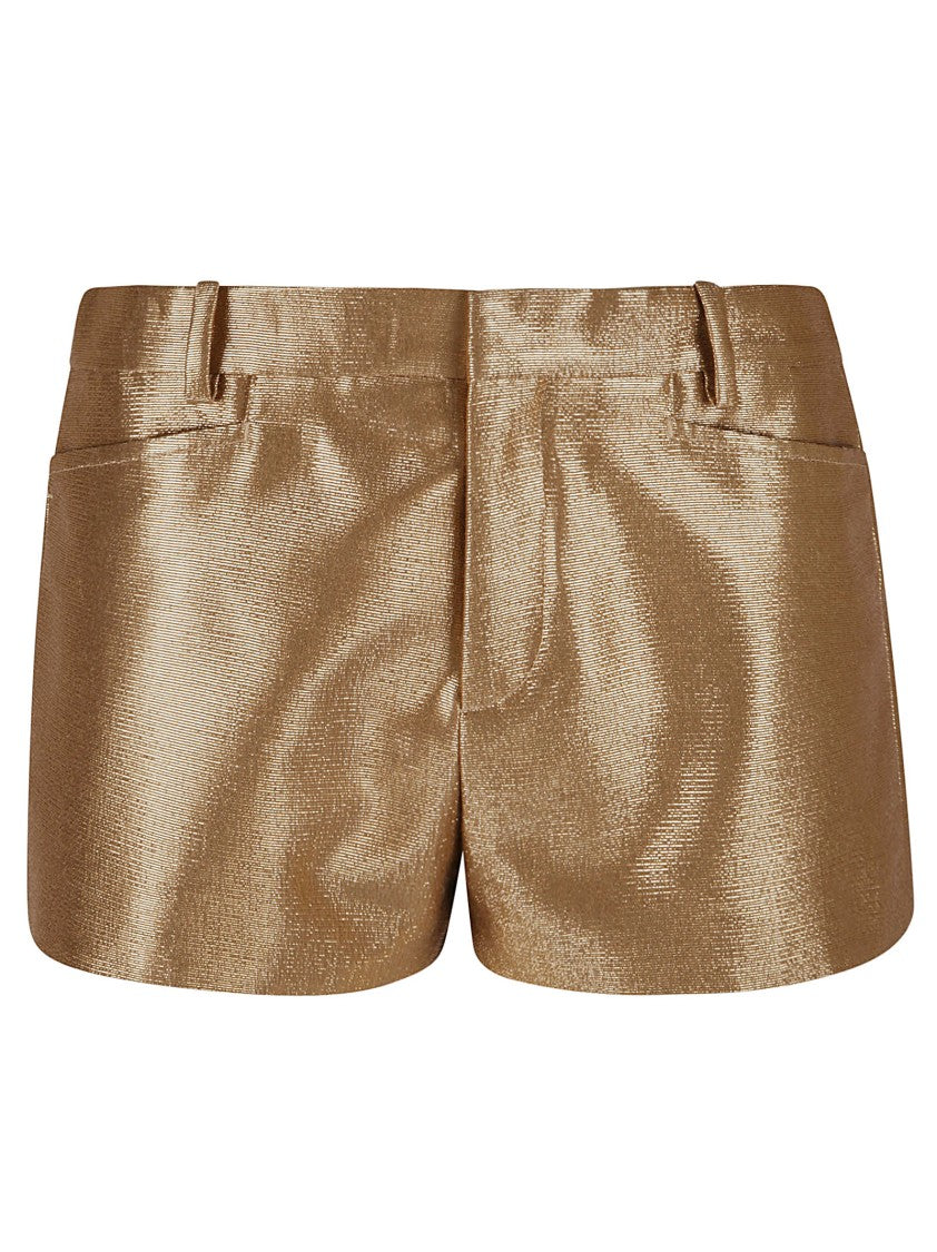 Textured Golden Shorts With Tailored Design