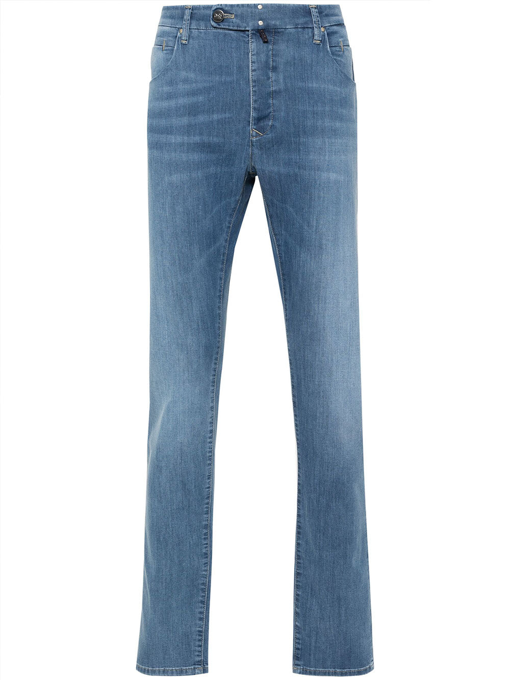 Blue Pantalone Straight-Leg Denim Stretch Pants