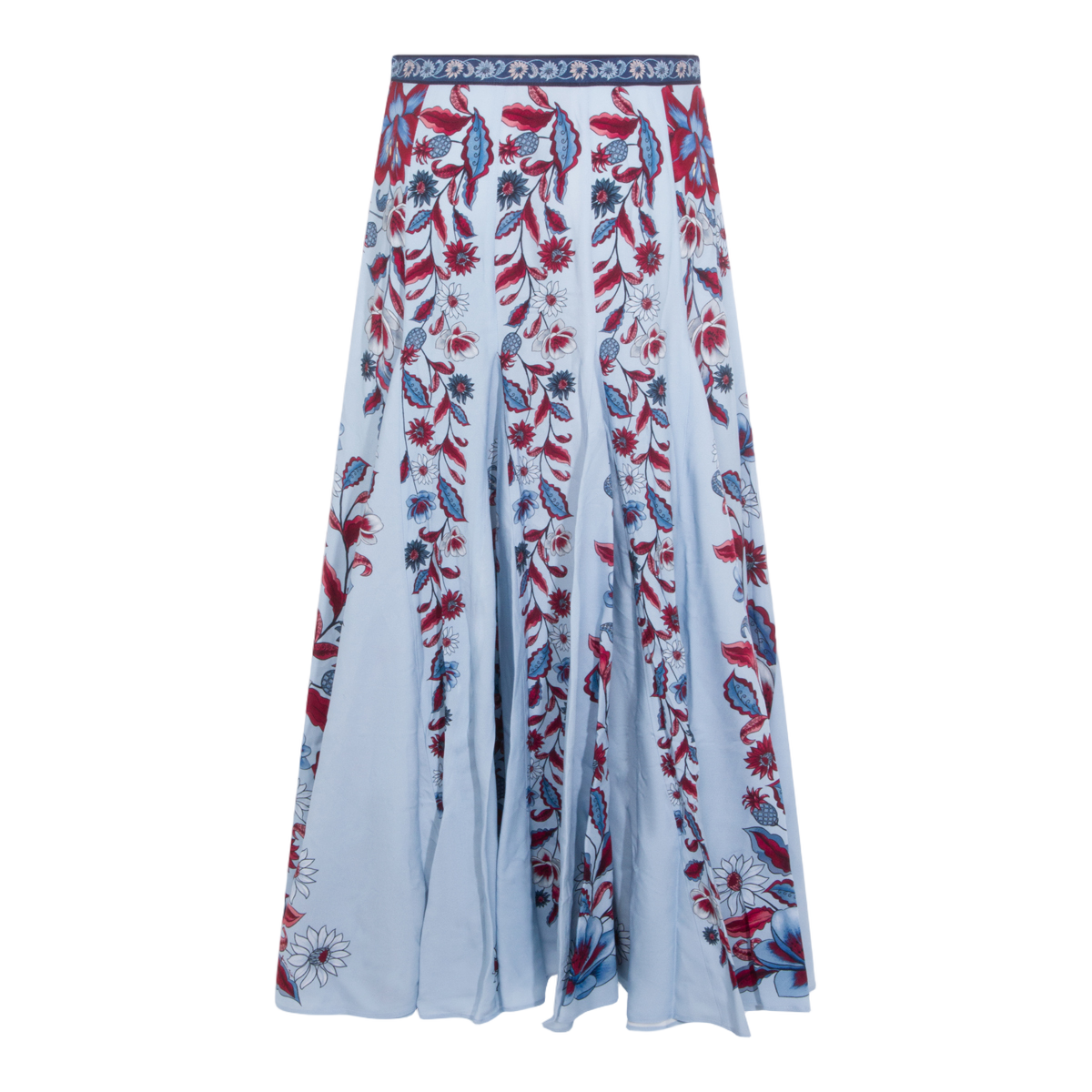 Mid-Length Skirt With Vibrant Floral Abstract Pattern