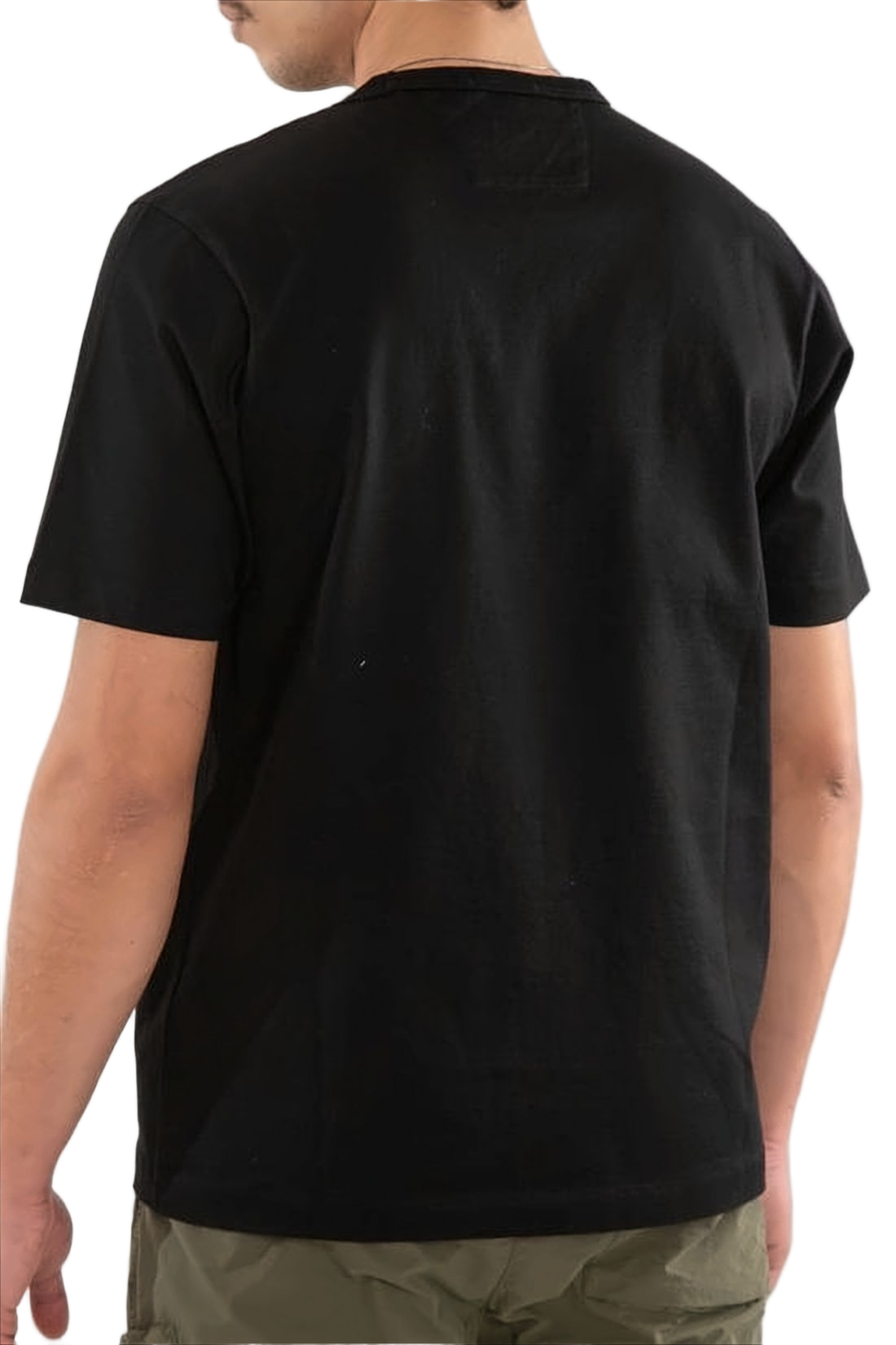 Short-Sleeved Black Cotton T-Shirt with Logo Detail