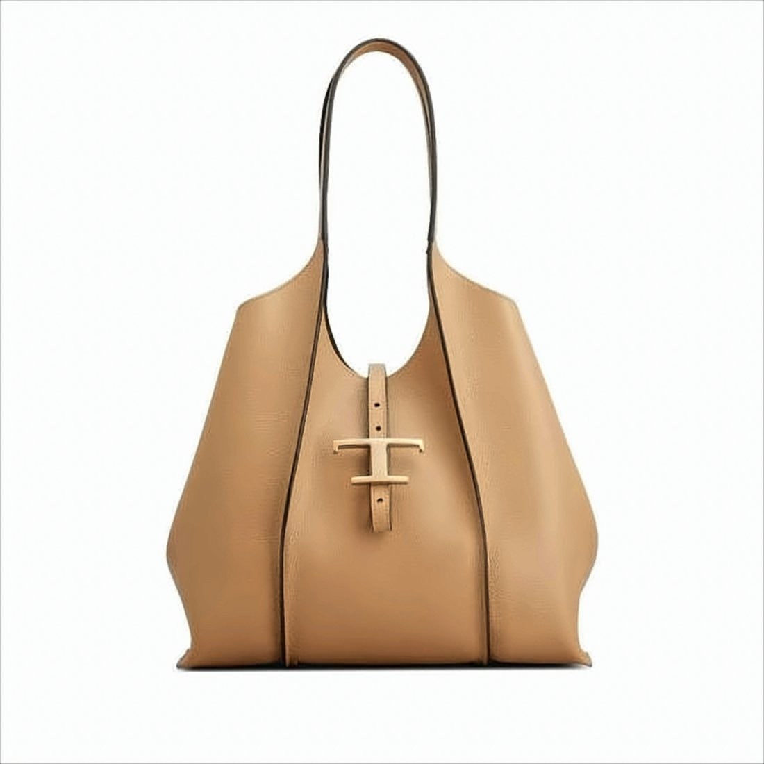 Smooth Calf Leather Shoulder Bag with Distinctive Buckle